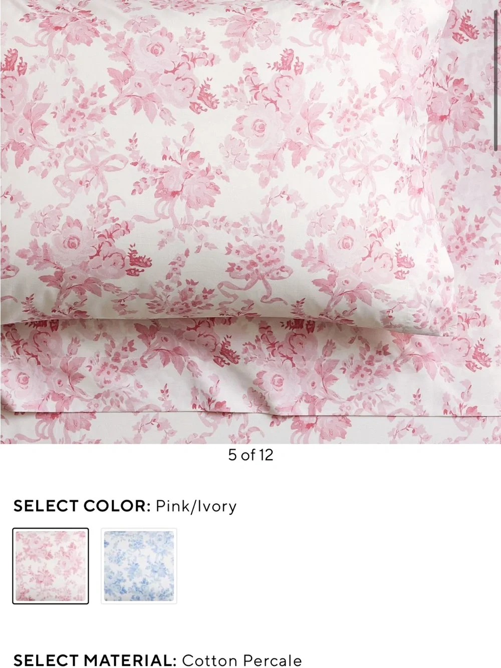 LoveShackFancy x Pottery Barn Teen Garden Damask Full Sheets Pink 3 Piece